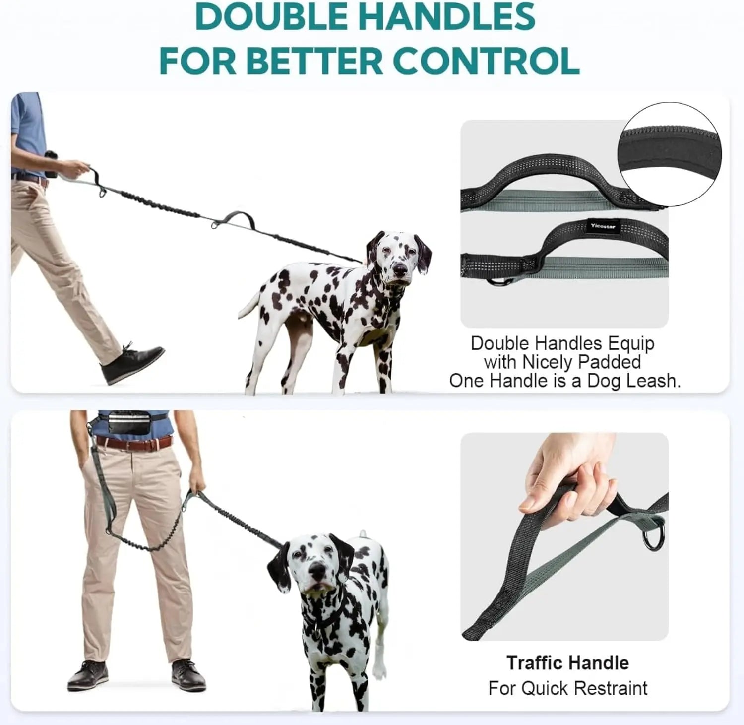 Pipidodo Hands-Free Dual Dog Leash with Waist Bag and Cushioned Pad for Effortless, Tangle-Free Walks with Two Dogs