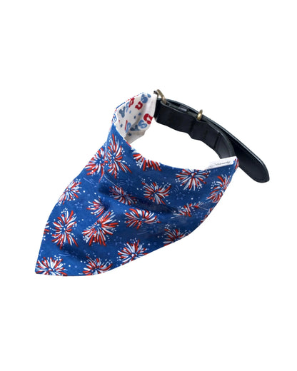 Premium Cotton Fourth of July Pet Bandanas - Slide-On Collar Design - Washable and Reusable