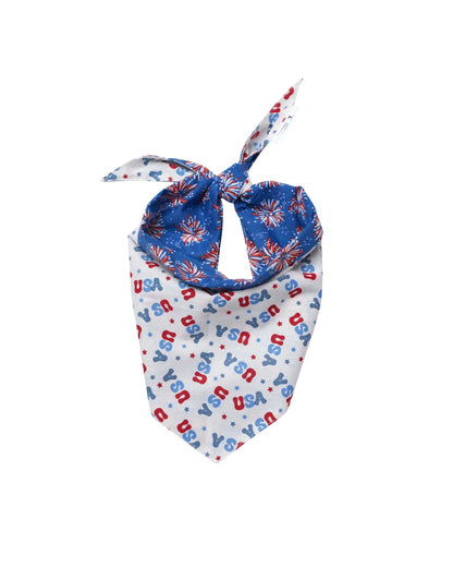 Premium Cotton Fourth of July Pet Bandanas - Slide-On Collar Design - Washable and Reusable