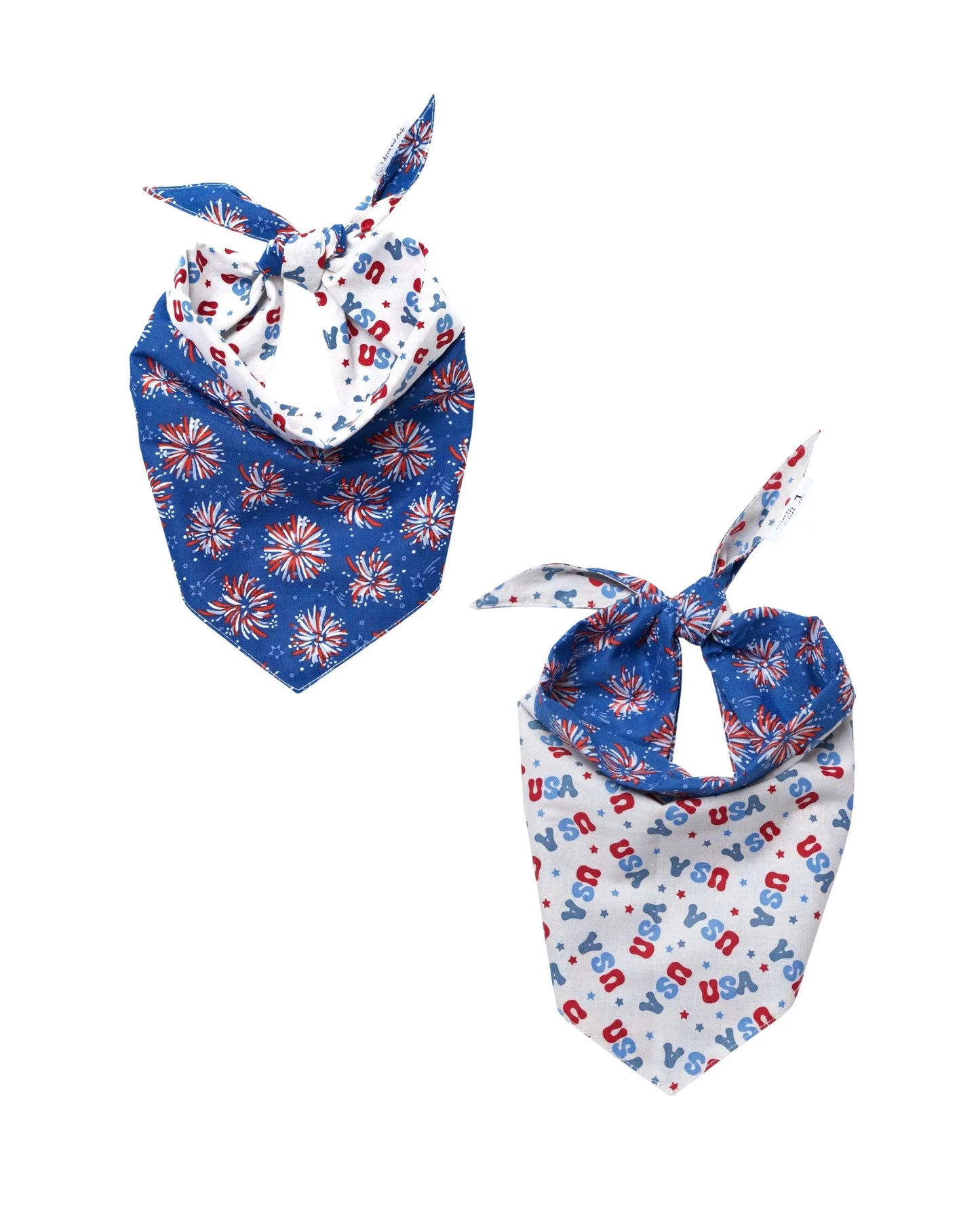 Premium Cotton Fourth of July Pet Bandanas - Slide-On Collar Design - Washable and Reusable