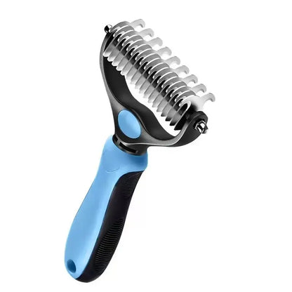 Professional Pet Dematting Undercoat Rake for Long-Haired Dogs and Cats, Double-Sided Deshedding Brush, Gentle Tangle Remover to Minimize Shedding and Mats, Pet Grooming Tool N2 Comb