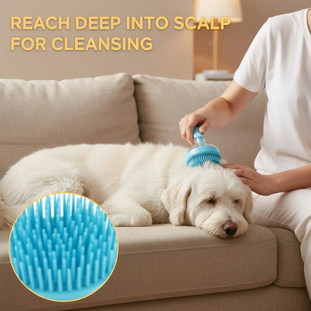 2026 2-in-1 Pet Bath and Grooming Brush with Integrated Soap Dispenser, 8in x 3in x 4in, Gentle Massage Brush for Long and Short Haired Dogs and Cats, Perfect for Bathing and Daily Care