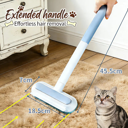 Long Handle Pet Hair Removal Brush and Cleaning Gloves Set - 4-in-1 Washable Lint Cleaner for Indoor Pet Hair Maintenance