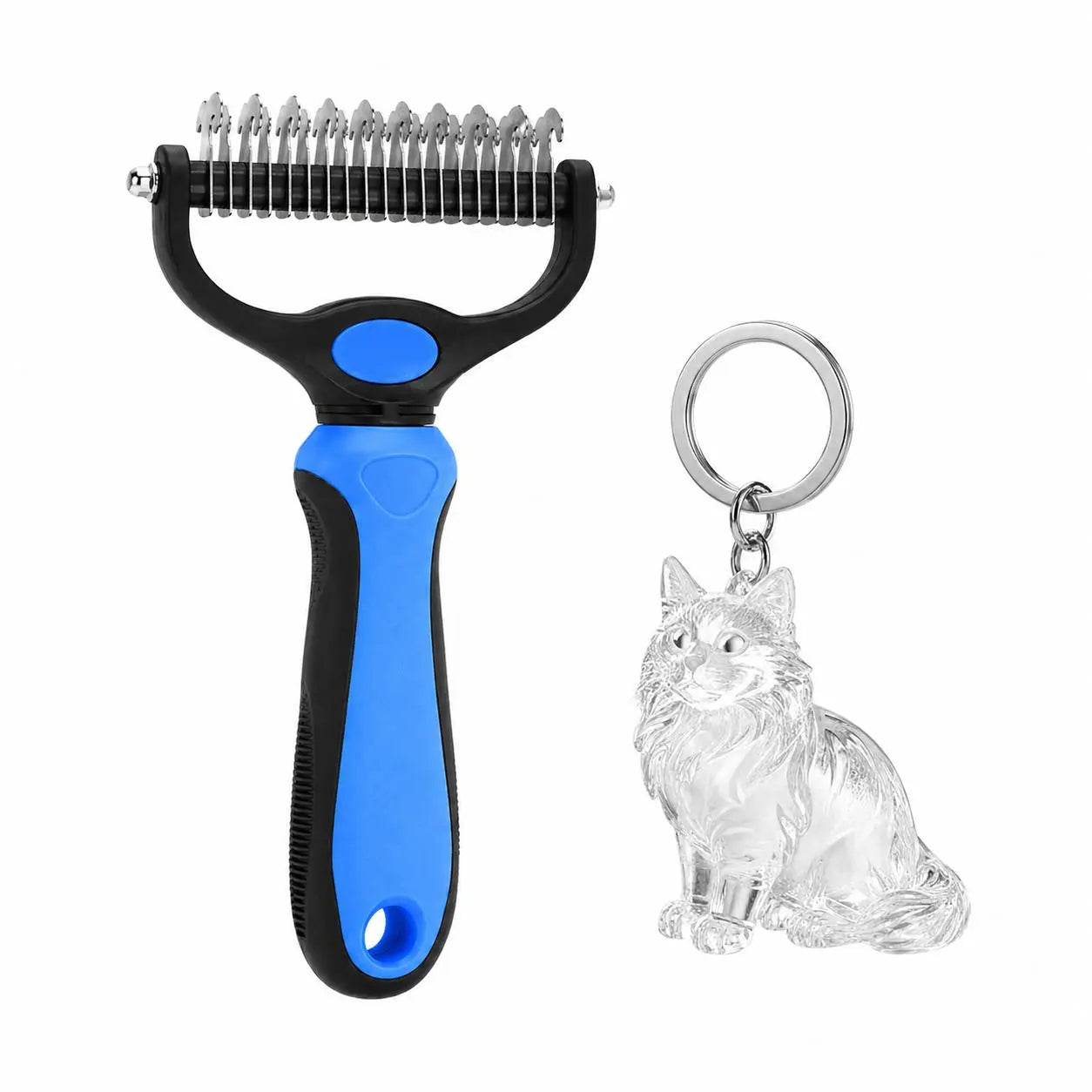Professional Pet Dematting Undercoat Rake for Long-Haired Dogs and Cats, Double-Sided Deshedding Brush, Gentle Tangle Remover to Minimize Shedding and Mats, Pet Grooming Tool N2 Comb