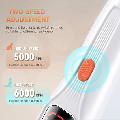 Rechargeable Pet Hair Trimmer Kit with LED Light, Low Noise Dual-Speed Motor, Waterproof Grooming Clippers for Dogs and Cats