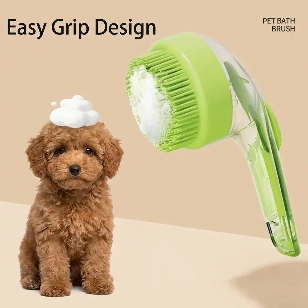 2026 2-in-1 Pet Bath and Grooming Brush with Integrated Soap Dispenser, 8in x 3in x 4in, Gentle Massage Brush for Long and Short Haired Dogs and Cats, Perfect for Bathing and Daily Care