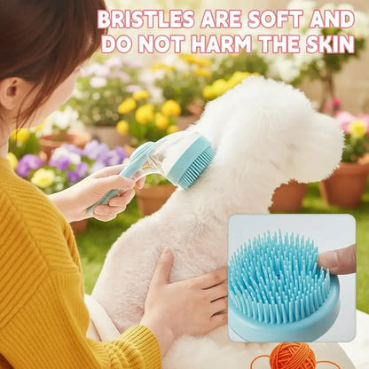 2026 2-in-1 Pet Bath and Grooming Brush with Integrated Soap Dispenser, 8in x 3in x 4in, Gentle Massage Brush for Long and Short Haired Dogs and Cats, Perfect for Bathing and Daily Care