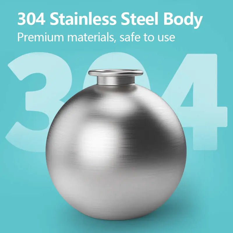 Ihubei Pet Water Bottle with Food-Grade Silicone Foldable Bowl - 304 Stainless Steel Spherical Hydration Dispenser for Dogs and Cats, Ideal for Travel and Outdoor Activities, 285ml Capacity