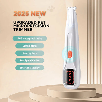 Rechargeable Pet Hair Trimmer Kit with LED Light, Low Noise Dual-Speed Motor, Waterproof Grooming Clippers for Dogs and Cats