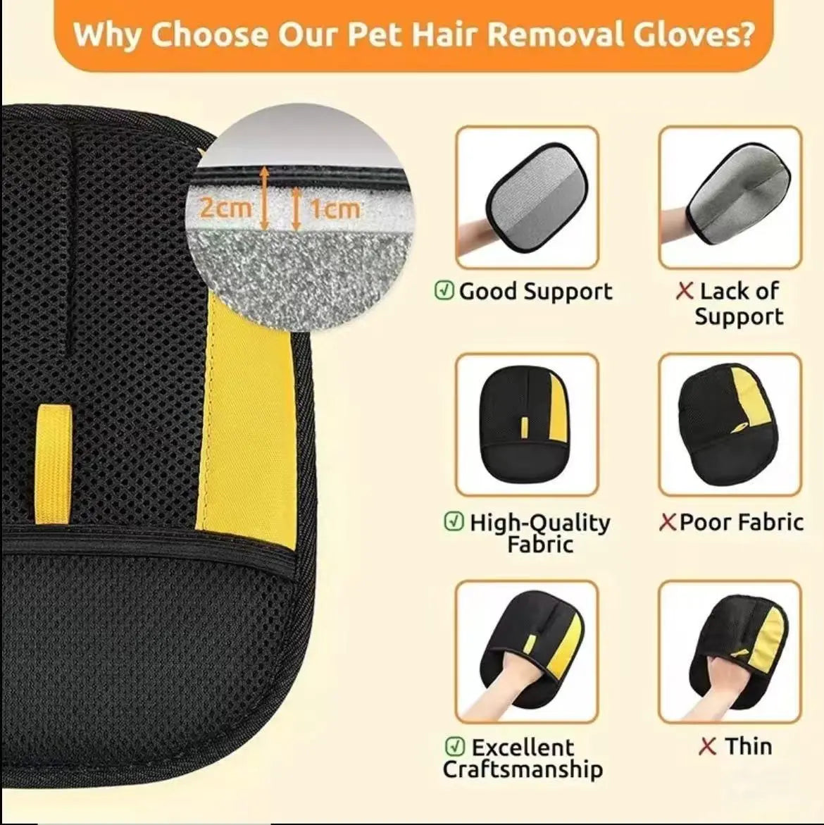 Pet Hair Removal Glove (1/2PCS) - Electrostatic Reusable Lint Mitt for Cats & Dogs, Enhanced Fur Remover Tool for Quick Cleaning of Furniture, Carpets, and Vehicle Interiors