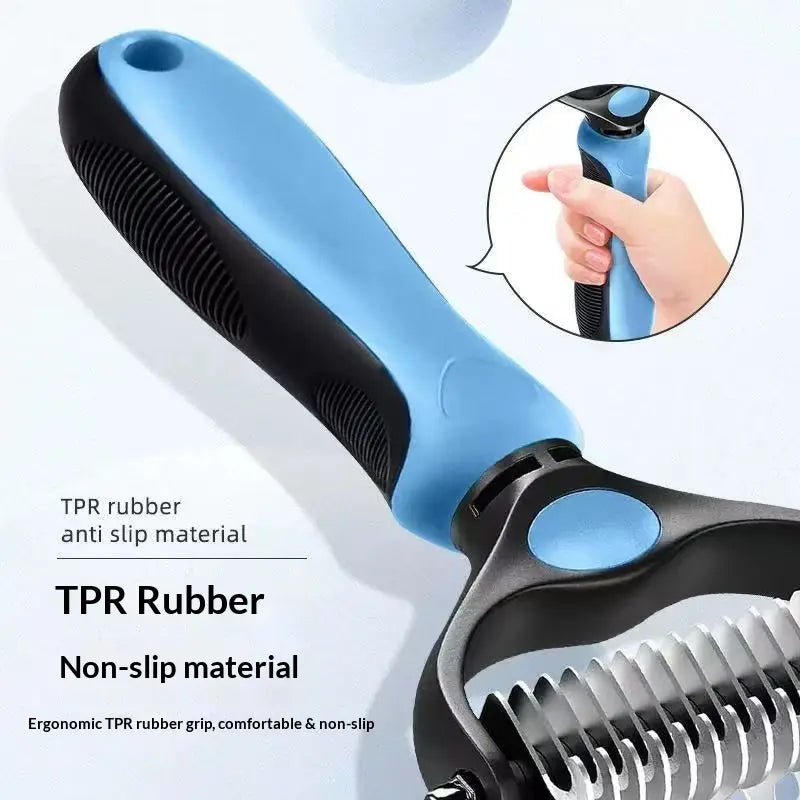 Professional Pet Dematting Undercoat Rake for Long-Haired Dogs and Cats, Double-Sided Deshedding Brush, Gentle Tangle Remover to Minimize Shedding and Mats, Pet Grooming Tool N2 Comb
