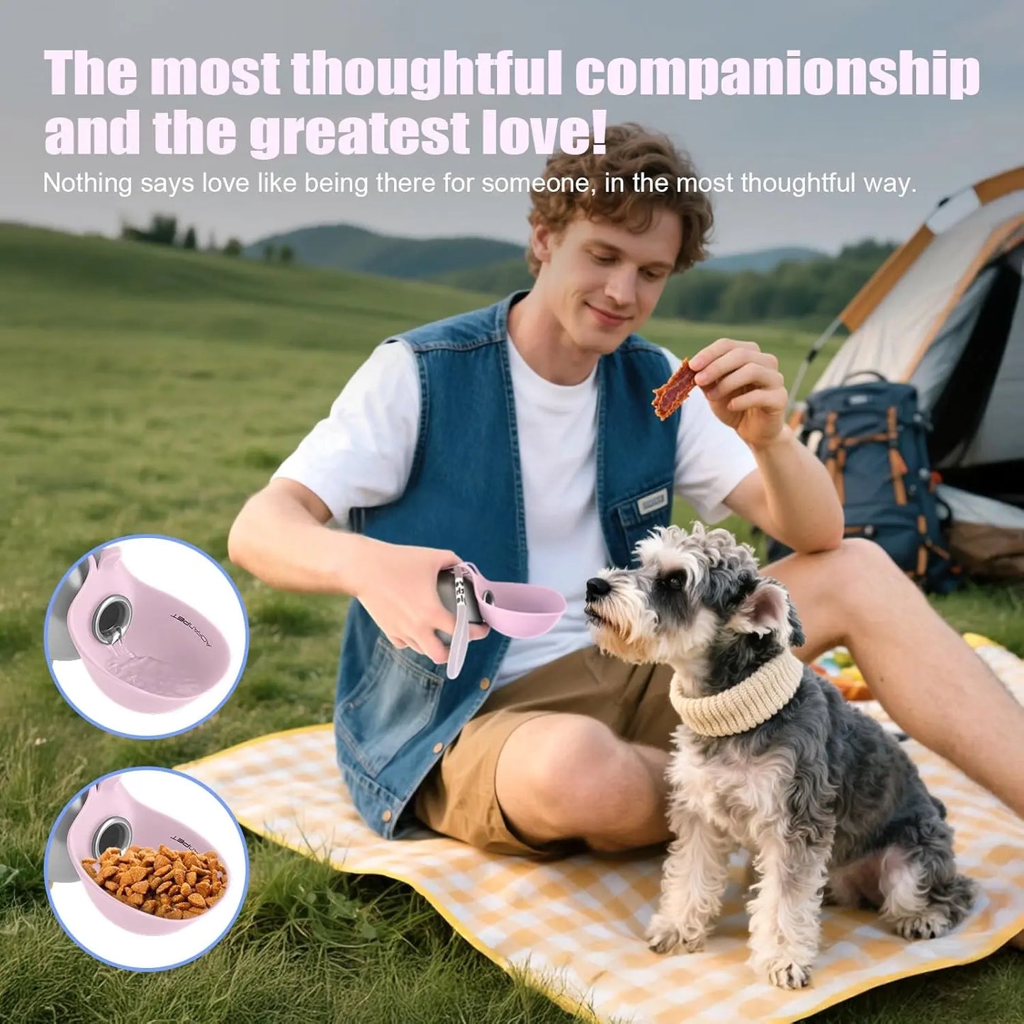 Ihubei Pet Water Bottle with Food-Grade Silicone Foldable Bowl - 304 Stainless Steel Spherical Hydration Dispenser for Dogs and Cats, Ideal for Travel and Outdoor Activities, 285ml Capacity