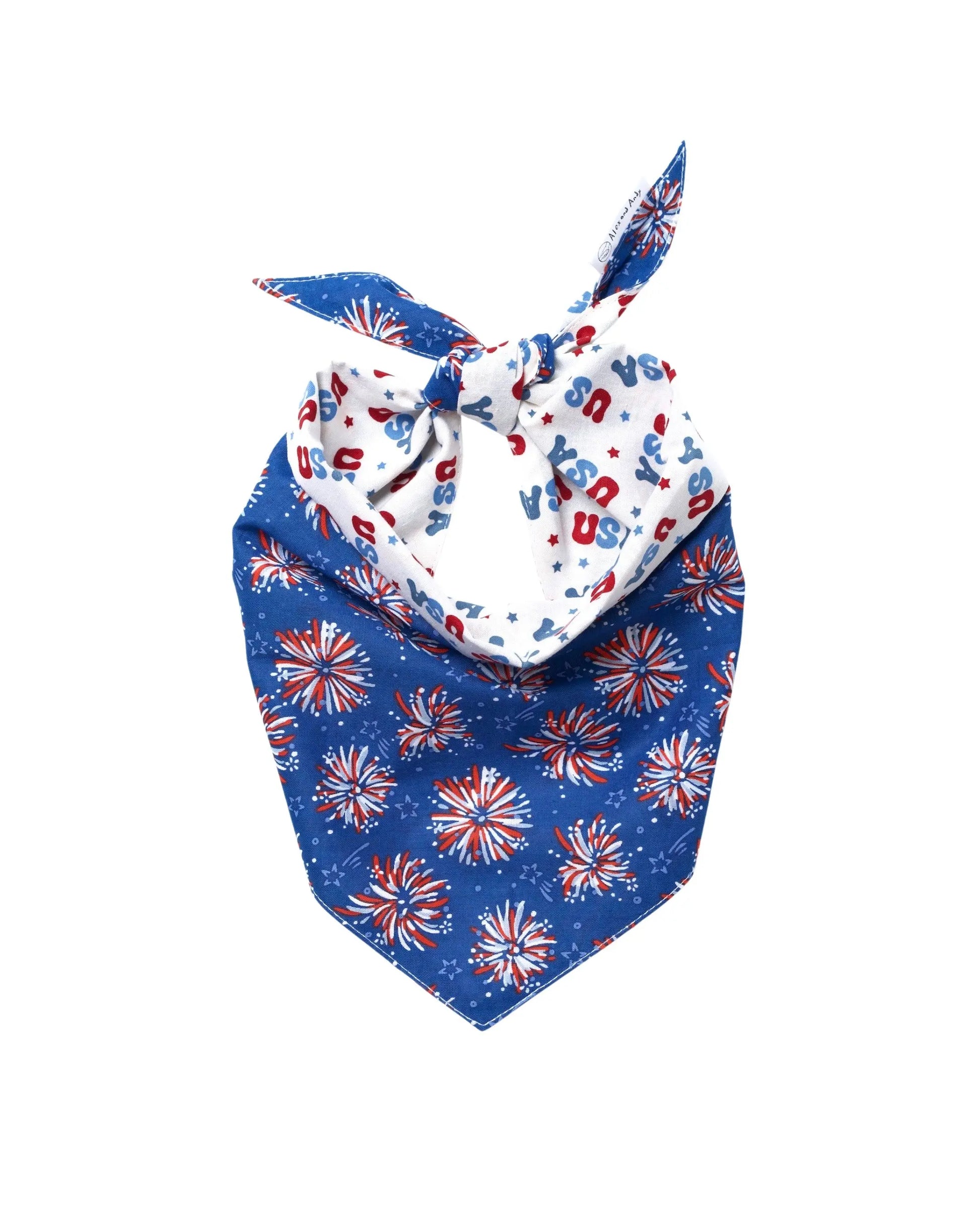 Premium Cotton Fourth of July Pet Bandanas - Slide-On Collar Design - Washable and Reusable