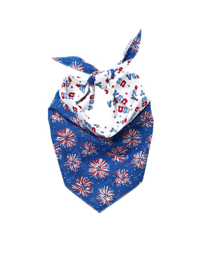 Premium Cotton Fourth of July Pet Bandanas - Slide-On Collar Design - Washable and Reusable