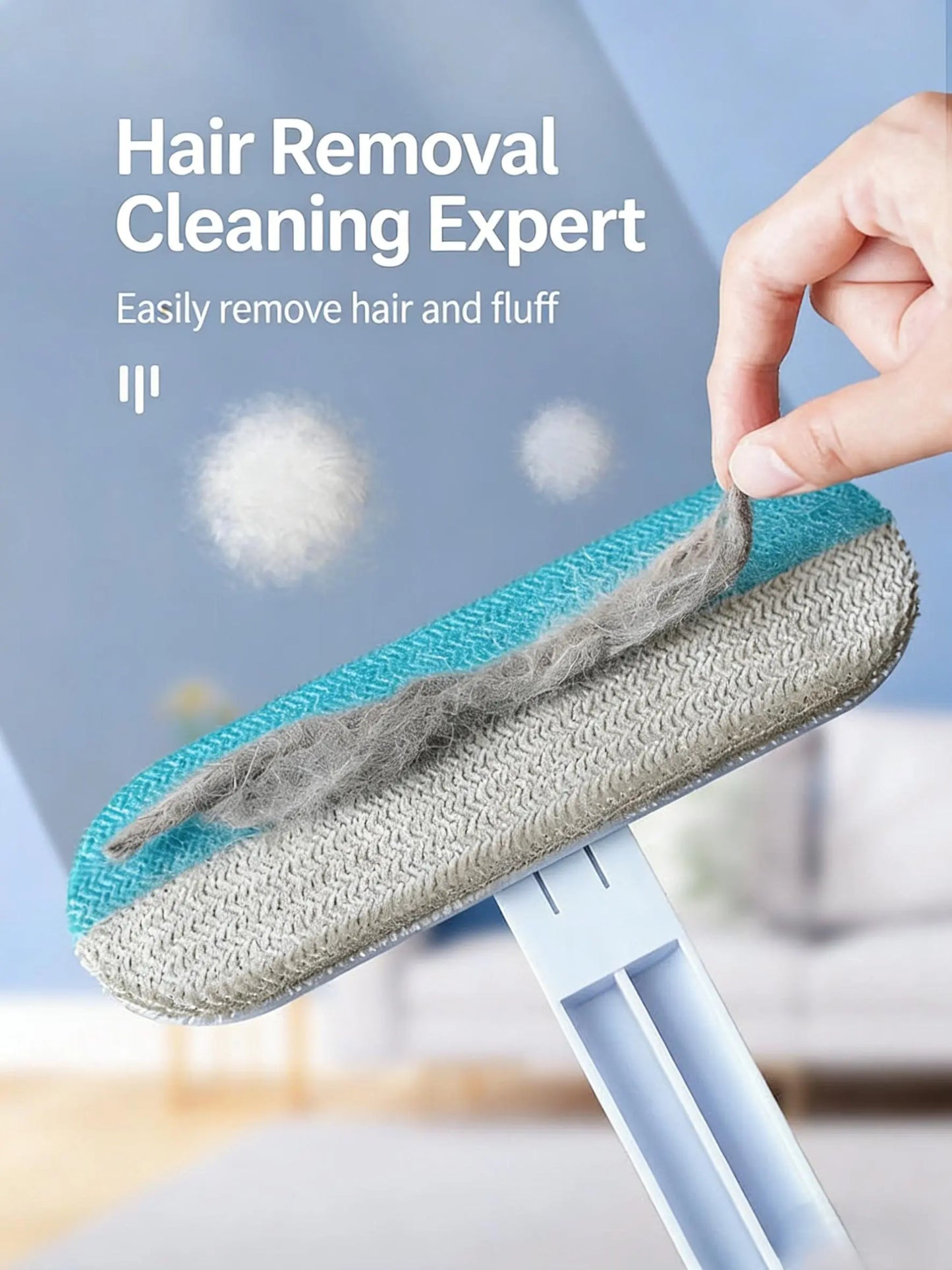 Long Handle Pet Hair Removal Brush and Cleaning Gloves Set - 4-in-1 Washable Lint Cleaner for Indoor Pet Hair Maintenance