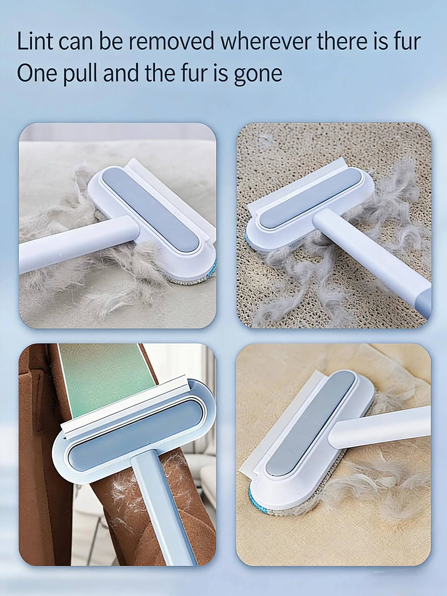 Long Handle Pet Hair Removal Brush and Cleaning Gloves Set - 4-in-1 Washable Lint Cleaner for Indoor Pet Hair Maintenance