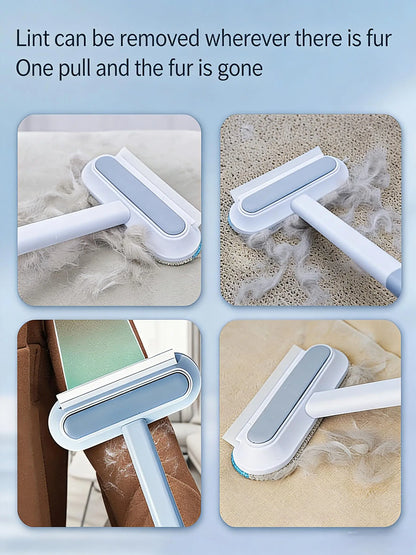 Long Handle Pet Hair Removal Brush and Cleaning Gloves Set - 4-in-1 Washable Lint Cleaner for Indoor Pet Hair Maintenance