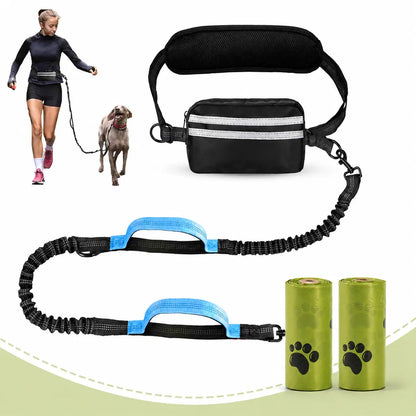 Pipidodo Hands-Free Dual Dog Leash with Waist Bag and Cushioned Pad for Effortless, Tangle-Free Walks with Two Dogs