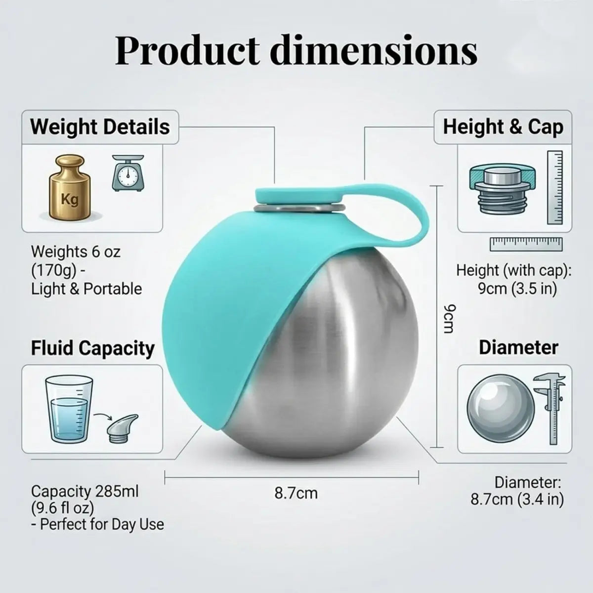 Portable 2-In-1 Dog Water Bottle with Foldable Silicone Bowl, BPA-Free Stainless Steel, Leak-Proof Travel Dispenser for Walking, Hiking, and Road Trips (10oz, Pink & Blue)