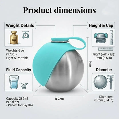 Portable 2-In-1 Dog Water Bottle with Foldable Silicone Bowl, BPA-Free Stainless Steel, Leak-Proof Travel Dispenser for Walking, Hiking, and Road Trips (10oz, Pink & Blue)