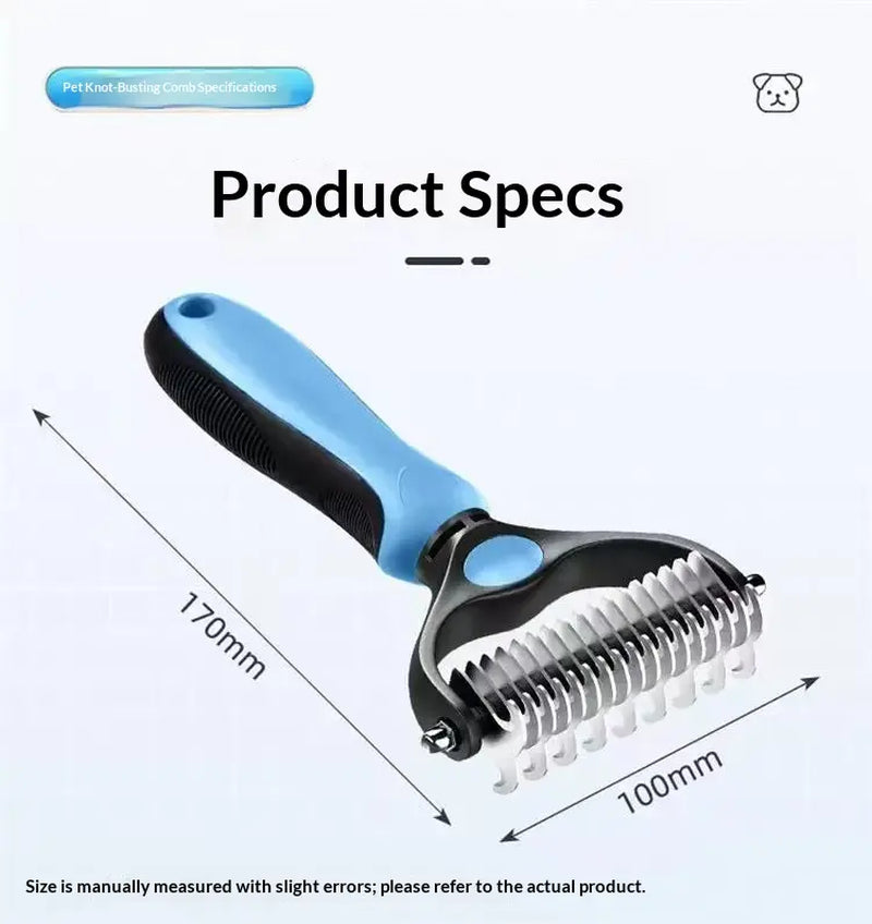 Professional Pet Dematting Undercoat Rake for Long-Haired Dogs and Cats, Double-Sided Deshedding Brush, Gentle Tangle Remover to Minimize Shedding and Mats, Pet Grooming Tool N2 Comb