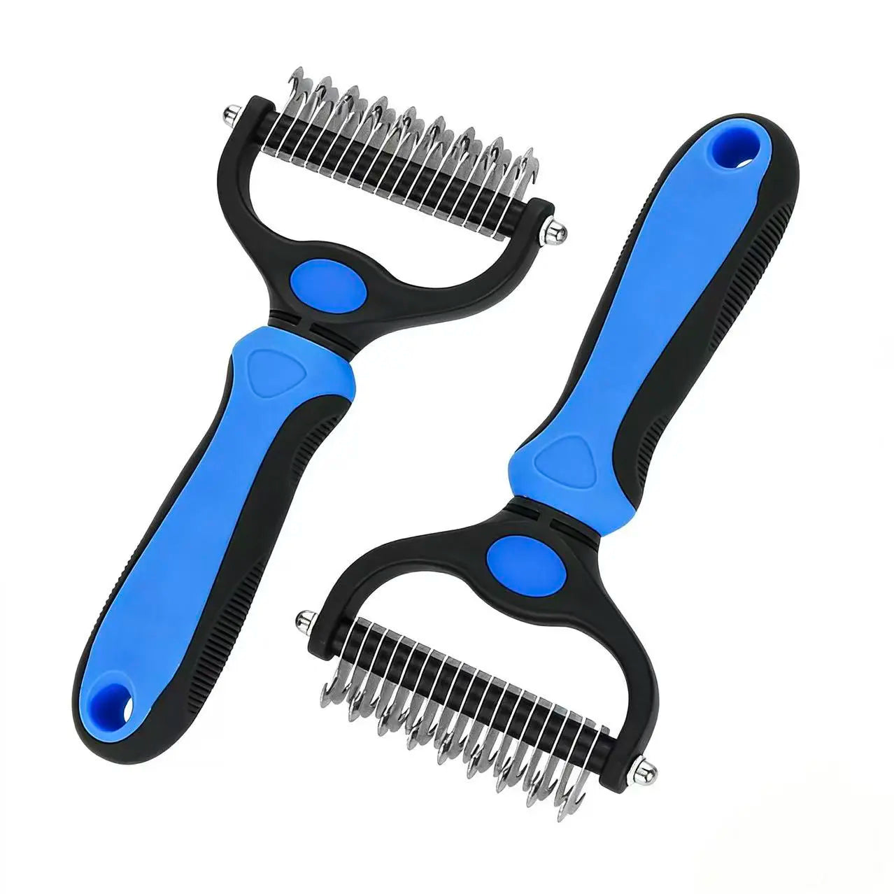 Professional Pet Dematting Undercoat Rake for Long-Haired Dogs and Cats, Double-Sided Deshedding Brush, Gentle Tangle Remover to Minimize Shedding and Mats, Pet Grooming Tool N2 Comb