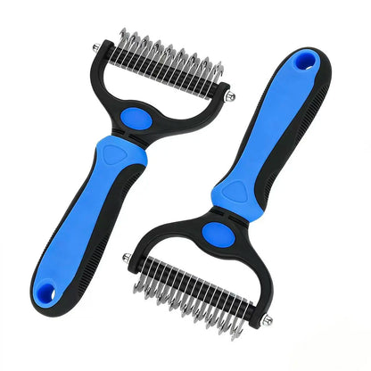 Professional Pet Dematting Undercoat Rake for Long-Haired Dogs and Cats, Double-Sided Deshedding Brush, Gentle Tangle Remover to Minimize Shedding and Mats, Pet Grooming Tool N2 Comb