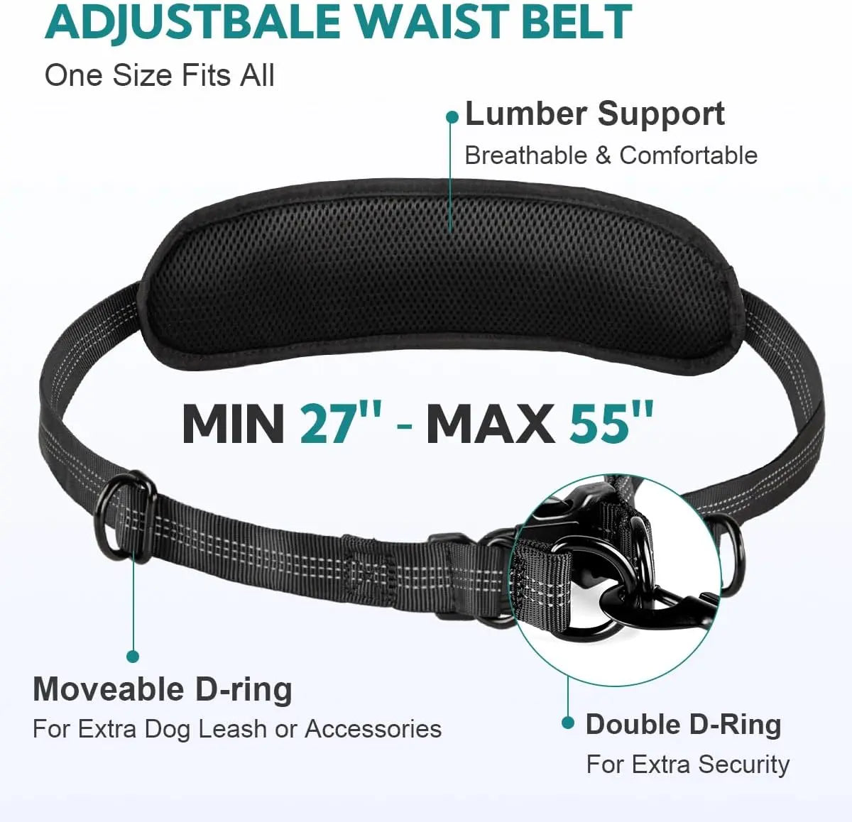 Pipidodo Hands-Free Dual Dog Leash with Waist Bag and Cushioned Pad for Effortless, Tangle-Free Walks with Two Dogs
